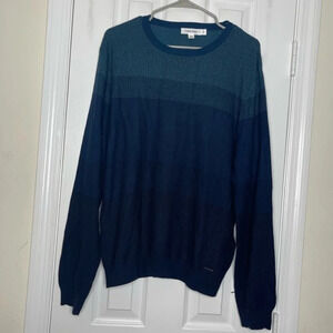 Calvin Klein Sweater size L Modal Blend Stripped Blue Green